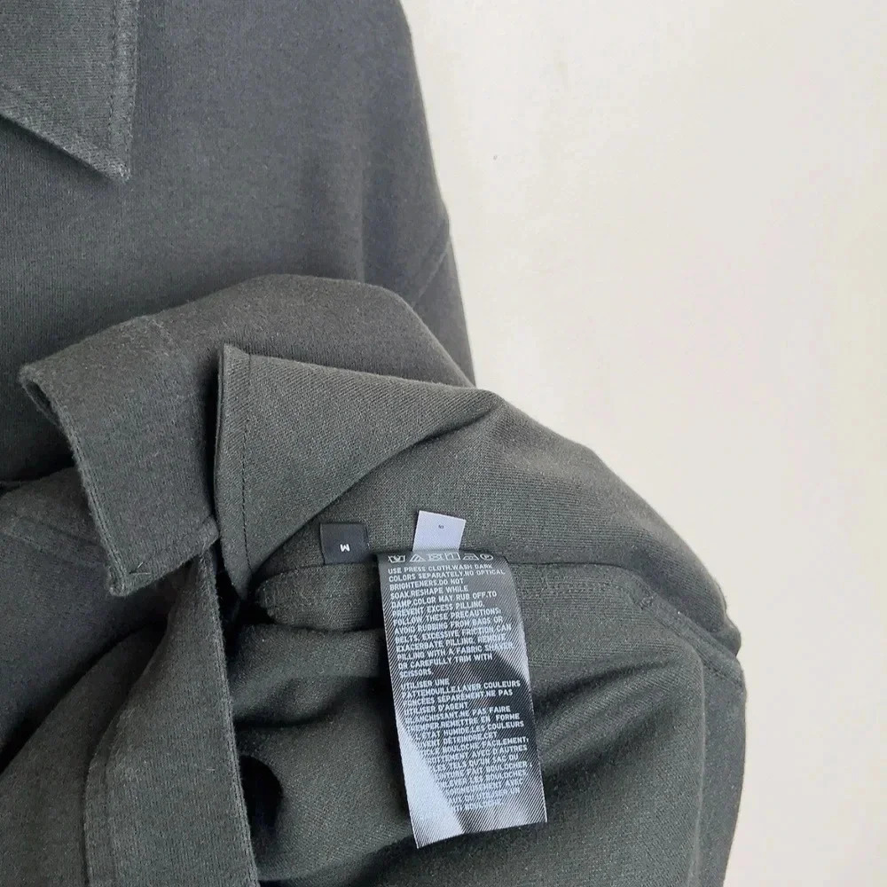 Uniqlo Womens Medium Dark Olive Brush Jersey Button Oversized Shirt - Picture 11 of 15